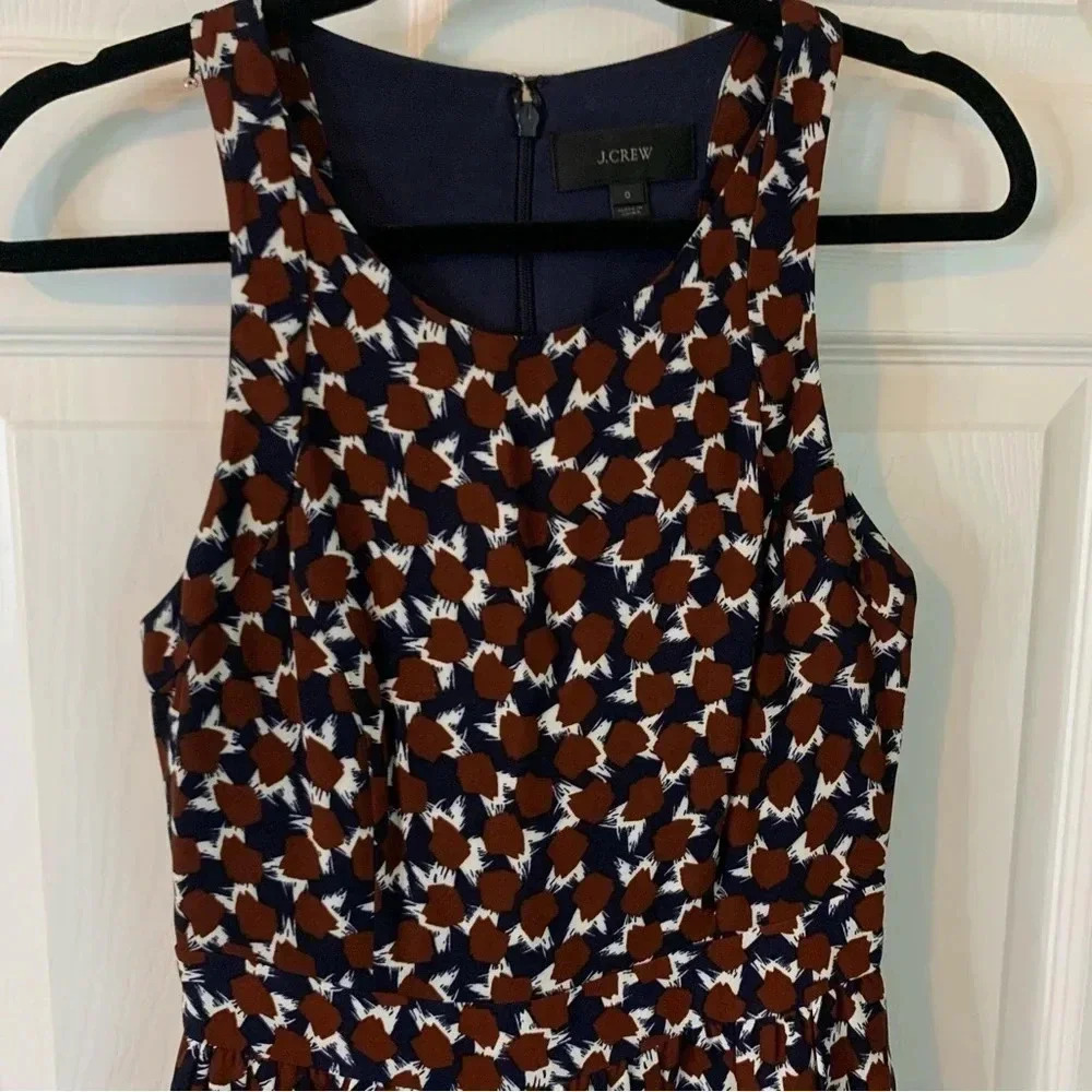 J.Crew Geometric Abstract Print Lined A-line Sleeveless High Neck Dress, size 0 - Picture 4 of 11